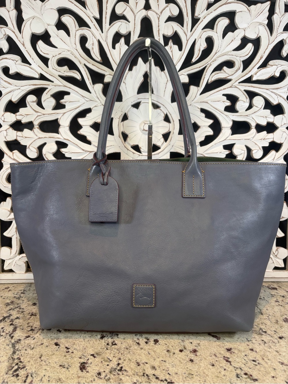 Dooney & Bourke Leather Florentine Russel Tote Slate Gray